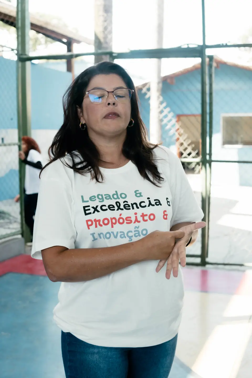 Professora no primeiro dia de aula